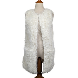 Boho Faux Fur Fuzzy Off White Vest